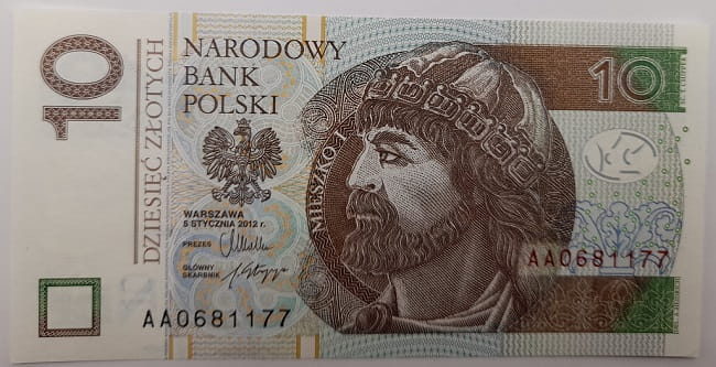Banknot 10 zł 2012 Mieszko I AA UNC