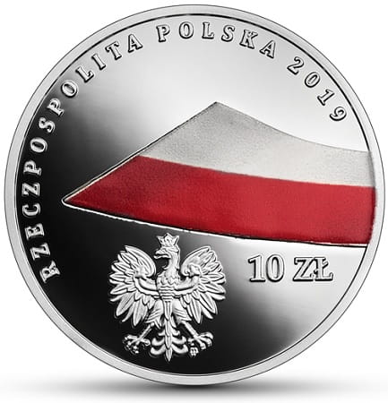 Moneta 10 zł 100-lecie Polskiej Flagi Państwowej 2019 r.