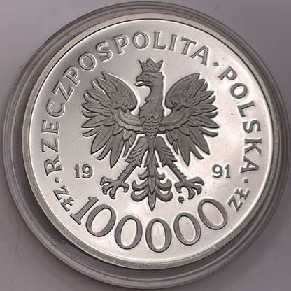 Moneta 100 000 zł Żołnierz polski na frontach II WŚ Narvik 1991