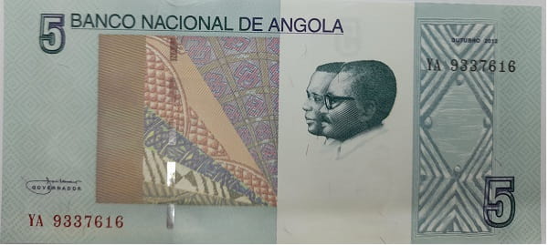 Angola banknot  5 Kwanzas  2012 r. UNC