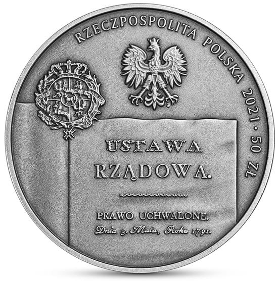 Moneta 50 zł 230. rocz. Konstytucji 3 Maja 2021 r.